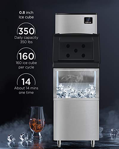 ADT Commercial Ice Maker Stainless Steel Industrial Modular ETL Approved Professional Refrigeration Equipment (370LBS)