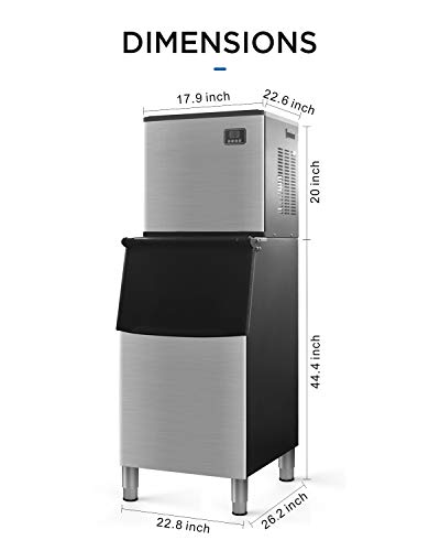 ADT Commercial Ice Maker Stainless Steel Industrial Modular ETL Approved Professional Refrigeration Equipment (370LBS)