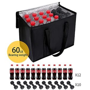 musbus insulated trunk organizer car cooler bag 4-Pack Food Insulated Grocery shopping bags, Black, reusable,zipper,foldable,tote,cold,for adult,for instacart,for foodland,