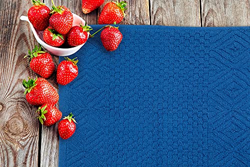 Oakias Kitchen Towels Blue (12 Pack, 16 x 26 Inches) – Cotton Kitchen Hand Towels – 450 GSM – Highly Absorbent & Quick Drying Dish Towels – Big Pop Weave