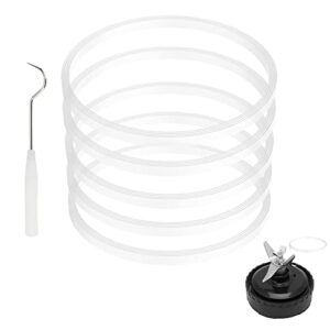 5 pack rubber gaskets replacement seal white o-ring for nutri ninja pro blender blade replacement for ninja bl660 1100w bl770 1500w bl663 bl740 bl773co bl780 bl780co (3.22 inch gaskets)