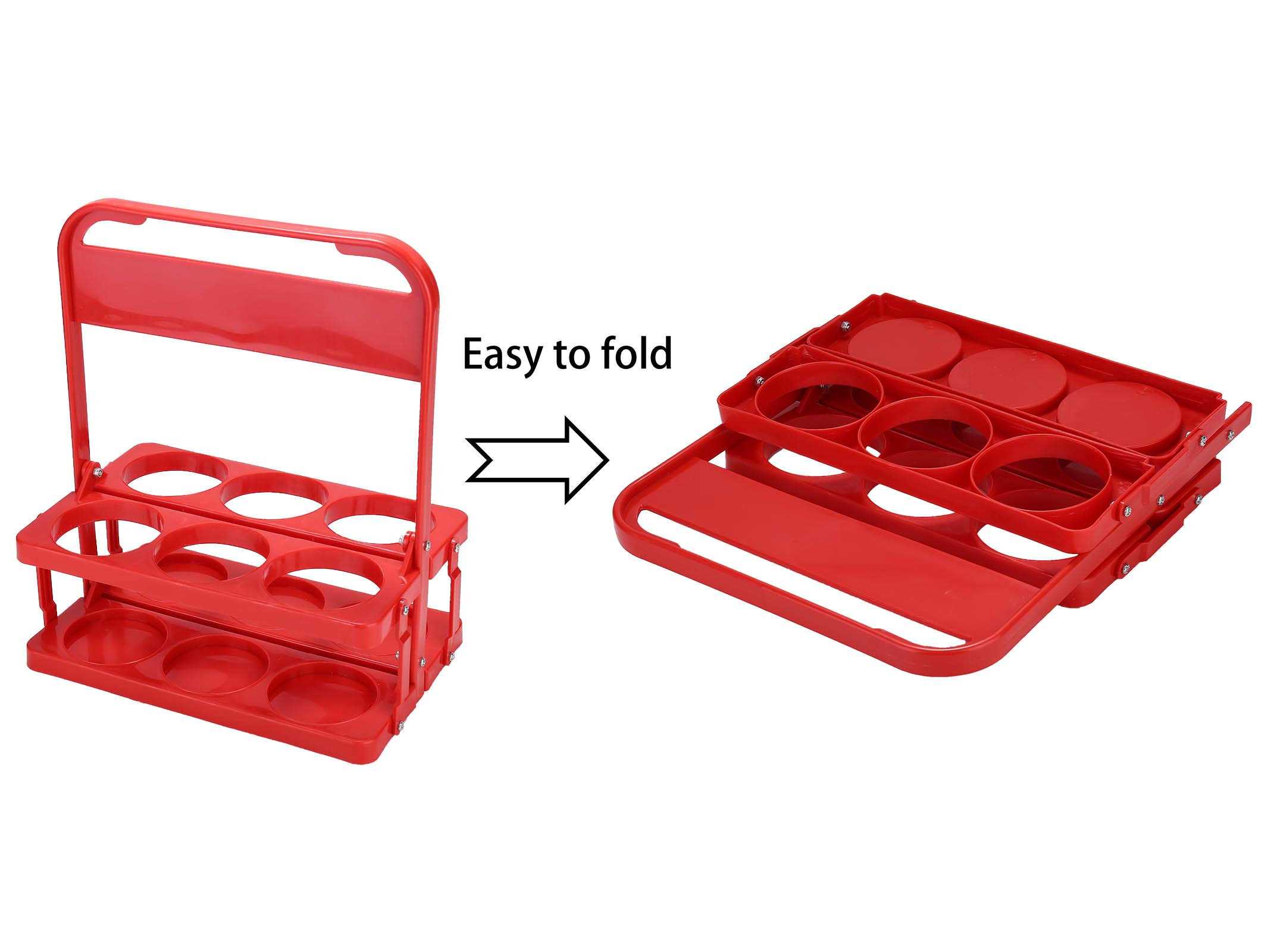 Foldable Plastic Drink Carrier, Beverage Delivery Holder Compatible with Grubhub Doordash Instacart Postmates Eats Car Drivers, Catering, Restaurant (Red)