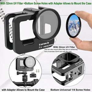 Gurmoir Metal Case for GoPro Hero 11/Hero 10/9 Black, Aluminum Alloy Back Door Housing Frame, Side Open Wire Connectable Protective Video Cage with 52mm UV Filter, Rock Solid and Heat Dissipation