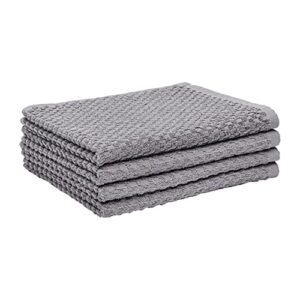amazon basics 100% cotton terry kitchen dish towels, popcorn texture, 4-pack, grey, 28" x 16" x 0.1"