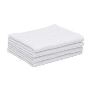 amazon basics 100% cotton kitchen dish towels, 26 x 16-inch, absorbent durable ringspun cloth - 4-pack, white