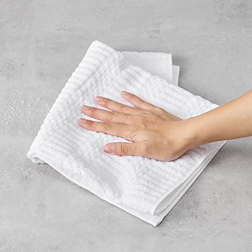 Amazon Basics 100% Cotton Kitchen Dish Towels, 26 x 16-Inch, Absorbent Durable Ringspun Cloth - 4-Pack, White