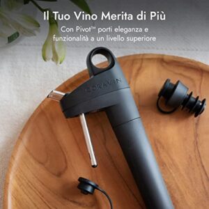 Coravin Pivot Wine Preservation System - Preserve Wine for 4 Weeks - Includes the Pivot System, 1 Capsule, 2 Wine Bottle Stoppers & 1 Bottle Sleeve - By-the-Glass Wine Saver System - Black