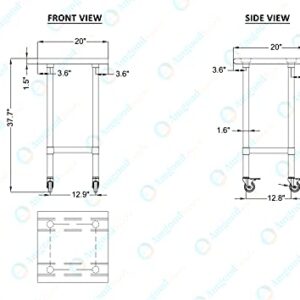AmGood Stainless Steel Work Table with Casters | Work Station | Metal Utility Table On Wheels (Stainless Steel Work Table + Casters, 20" Long x 20" Deep)