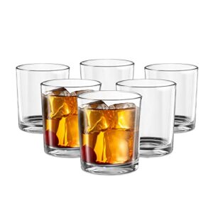 kook classic whiskey glasses, double old fashioned glass cups, drinking glasses, durable glassware, perfect for bar or home use, great for bourbon, scotch, cocktails, set of 6, 12 oz