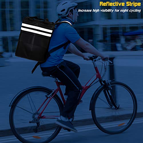 cherrboll XL Insulated Pizza Delivery Backpack, Thermal Food Delivery Bag with 3 Dividers, Reusable Cooler Backpack for Bicycle Transport