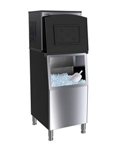 koolmore modular ice maker machine, 315 lb. full cube production, free-standing with air cooled evaporator, 200 lb bin, stainless-steel