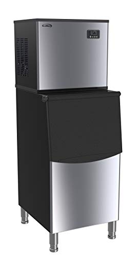 KoolMore Modular Ice Maker Machine, 315 lb. Full Cube Production, Free-Standing with Air Cooled Evaporator, 200 lb Bin, Stainless-Steel