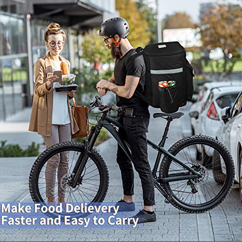 Thermal Food Delivery Backpack with Cup Holders, Insulated Pizza Delivery Backpacks, Mesh Pocket and Receipt Window, Leak-Proof Reusable Cooler for Bicycle Transport, Ubers, Doordash, Postmates