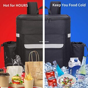 Thermal Food Delivery Backpack with Cup Holders, Insulated Pizza Delivery Backpacks, Mesh Pocket and Receipt Window, Leak-Proof Reusable Cooler for Bicycle Transport, Ubers, Doordash, Postmates