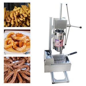 Commercial Churro Machine Stainless Steel Churro Maker Home 3L Vertical Type Manual Spanish Donuts Machine Maker with 6L Commercial Electric Deep Fryer for Churro Donut French Fry