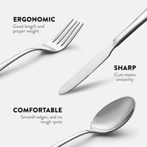 20-Piece Stainless Steel Silverware Set - Attractive Mirror Finished Flatware Set - Serving for 4, Classic Cutlery set for Home/Restaurant - Includes Spoons, Forks & Knifes - Dishwasher Safe Utensils