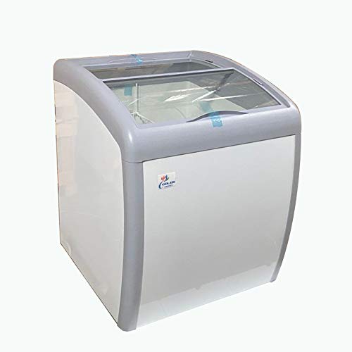 Chest Freezer Glass Door sliding Commercial Ice Cream Freezer 26" White Curve Display Top w/Storage Baskets - 5.7 Cu.Ft