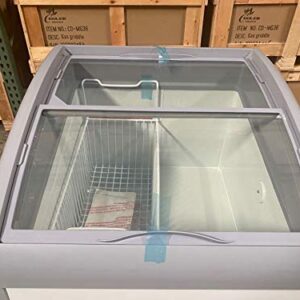 Chest Freezer Glass Door sliding Commercial Ice Cream Freezer 26" White Curve Display Top w/Storage Baskets - 5.7 Cu.Ft