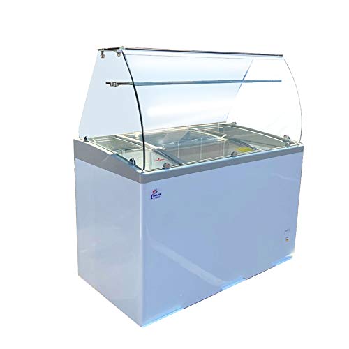 Gelato Freezer Display Case Dipping Cabinet Pan Ice cream showcase Curved Clear Glass 40"