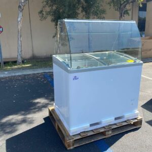 Gelato Freezer Display Case Dipping Cabinet Pan Ice cream showcase Curved Clear Glass 40"