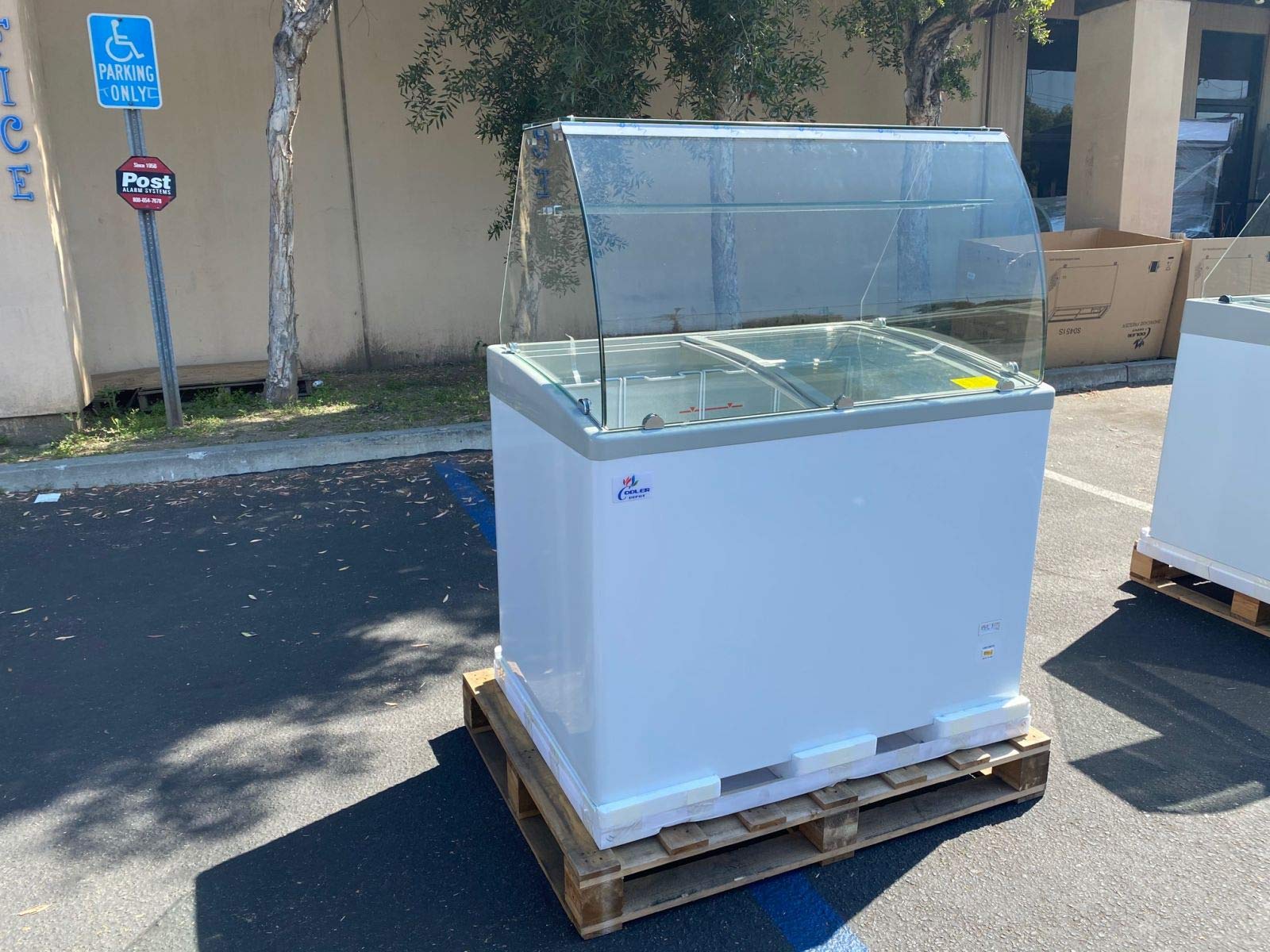 Gelato Freezer Display Case Dipping Cabinet Pan Ice cream showcase Curved Clear Glass 40"