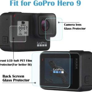 Ytaland Protective Cover for GoPro Hero 11 / Hero 10 / Hero 9 Black, with Tempered Glass Screen Protector, Plastic Housing Case Shell Frame