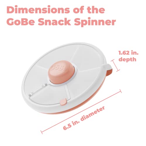 GoBe Kids Snack Spinner Bundle with Hand Strap and Sticker Sheet - Reusable Snack Container with 5 Compartment Dispenser and Lid | BPA and PVC Free | Dishwasher Safe | No Spill, Leakproof