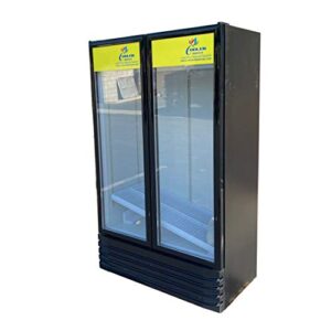 commercial refrigerator glass 2-door merchandiser display cooler case fridge 67"height nsf, 38 inches width, 16.5 cuft 110v, restaurant lc-600a