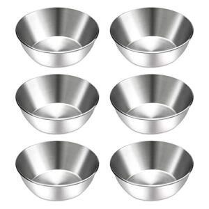 billioteam 6 pcs stainless steel sauce dishes, round seasoning bowls, mini appetizer plates, sushi dipping bowl mixing saucers (3.15 x 1.18 inch)