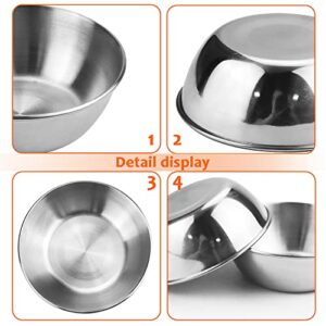 BILLIOTEAM 6 Pcs Stainless Steel Sauce Dishes, Round Seasoning Bowls, Mini Appetizer Plates, Sushi Dipping Bowl Mixing Saucers (3.15 x 1.18 Inch)