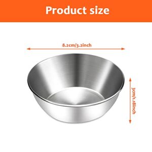 BILLIOTEAM 6 Pcs Stainless Steel Sauce Dishes, Round Seasoning Bowls, Mini Appetizer Plates, Sushi Dipping Bowl Mixing Saucers (3.15 x 1.18 Inch)
