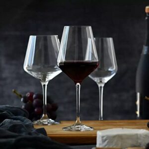 Krosno Red Wine Glasses | Set of 6 | 16.6 oz | Avant-Garde Collection | Crystal Glass | Perfect for Home, Restaurants and Parties | Dishwasher Safe