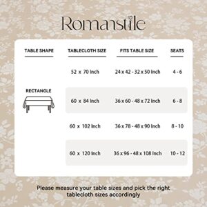 Romanstile Rectangle Vinyl Tablecloth,100% Waterproof Heavy Duty Oil Spill Proof Stain Resistant Plastic PU Table Cover with Flannel Backing for Kitchen/Dining/Parties（Rose Beige, 60 x 84