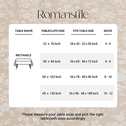 Romanstile Rectangle Vinyl Tablecloth,100% Waterproof Heavy Duty Oil Spill Proof Stain Resistant Plastic PU Table Cover with Flannel Backing for Kitchen/Dining/Parties（Rose Beige, 60 x 84