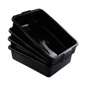 Callyne 4-Pack 8 L Black Small Plastic Kitchen Bus Tubs, Commercial Bus Box