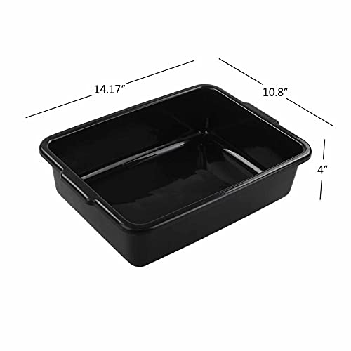 Callyne 4-Pack 8 L Black Small Plastic Kitchen Bus Tubs, Commercial Bus Box