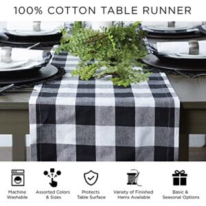 DII Farmhouse Braided Stripe Table Runner Collection, 15x108 (15x113, Fringe Included), Black