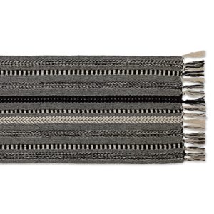 DII Farmhouse Braided Stripe Table Runner Collection, 15x108 (15x113, Fringe Included), Black