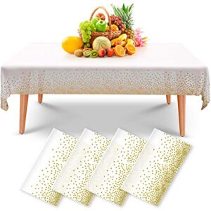 glitz&gather heavy duty plastic table cloth for parties disposable 4 pack, 54''x108'' for rectangle table |decorative durable,waterproof & wrinkleless gold tablecloth |plastic table cover for weddings