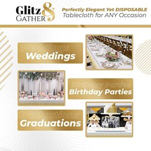 Glitz&Gather Heavy Duty Plastic Table Cloth For Parties Disposable 4 Pack, 54''x108'' for Rectangle Table |Decorative Durable,Waterproof & Wrinkleless Gold TableCloth |Plastic Table Cover For Weddings