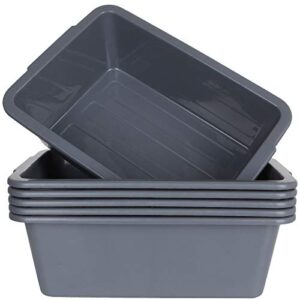 6 pack 7 l smal plastic bus tub restaurant commercial bus tote utility box plastic dish pans wash basin tote box, grey (12"x 8.2"x 4.2")