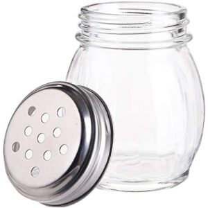 Nicunom 20 Pack 6 Oz Spices Shaker with Perforated Stainless Steel Lid, Swirl Glass Parmesan Cheese Shaker with Slotted Caps, Salt and Pepper Shakers Set, Seasonings Spice Retro Style Dispensers