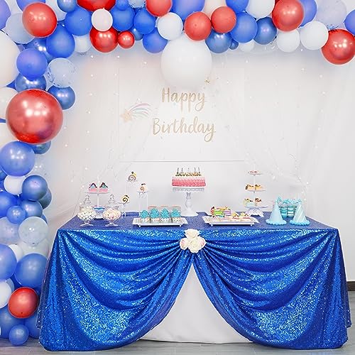 Trlyc Royal Blue Sequin Tablecloth - 60x84inch Glitter Tablecloth Rectangle Party Wedding Christmas Table Cloth