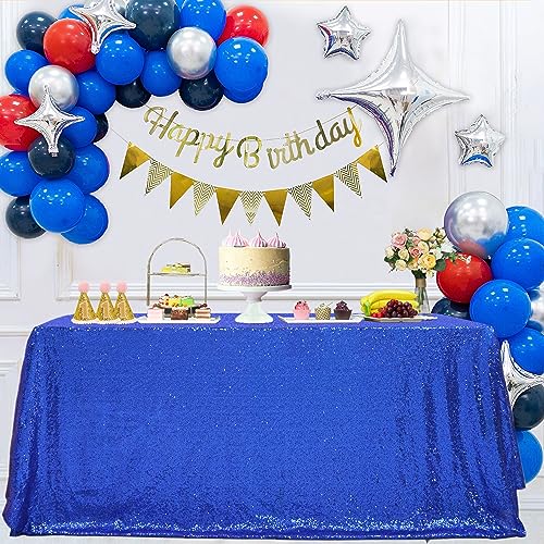 Trlyc Royal Blue Sequin Tablecloth - 60x84inch Glitter Tablecloth Rectangle Party Wedding Christmas Table Cloth