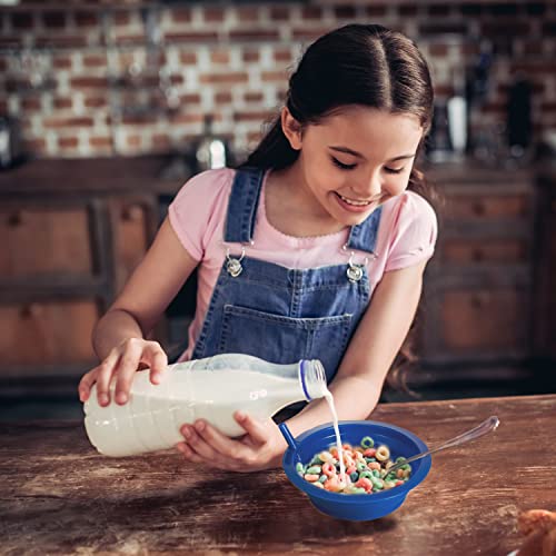 Cereal Bowls with Straws for Kids - (Set of 6 - 20-Ounce Bowls) BPA-Free Plastic Reusable Bowls with Built-In Straws for Children & Toddlers, Dishwasher and Microwave Safe, Includes 3 Cleaning Brushes