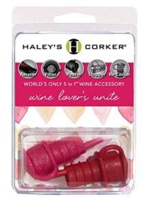 haley's corker 5-in-1 wine aerator, stopper, pourer, filter and re-corker, wine lovers treat