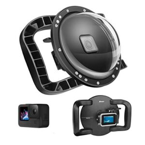shoot dome port lens for gopro hero 11/10/ 9 black - dual handle stabilizer floating grip, enlarge trigger, overall waterproof case - easier to hold over underwater photos/videos