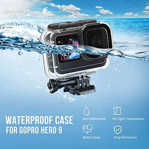 SHOOT 60M/196FT Waterproof Case Kit for HERO11/10/9 Black,Diving Protective Housing Shell with Screen Protector Set and 12pcs Anti-Fog Insert for HERO11 HERO10 HERO9
