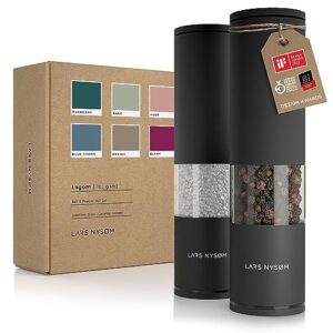 lars nysØm salt and pepper mills set stainless steel with adjustable ceramic grinder 2 pieces i design spice mills set manual (set of 2, onyx black)