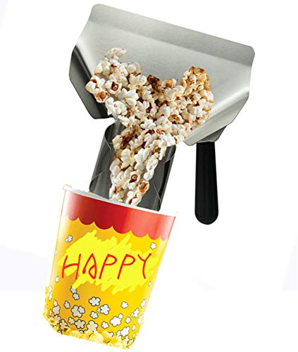 MIZORLIE Popcorn Scoop-Stainless Steel Popcorn Scoop,Easy Fill Tool for Bags & Boxes, Great Utility Serving Scooper for Snacks, Desserts, Ice,French Fry Scoop